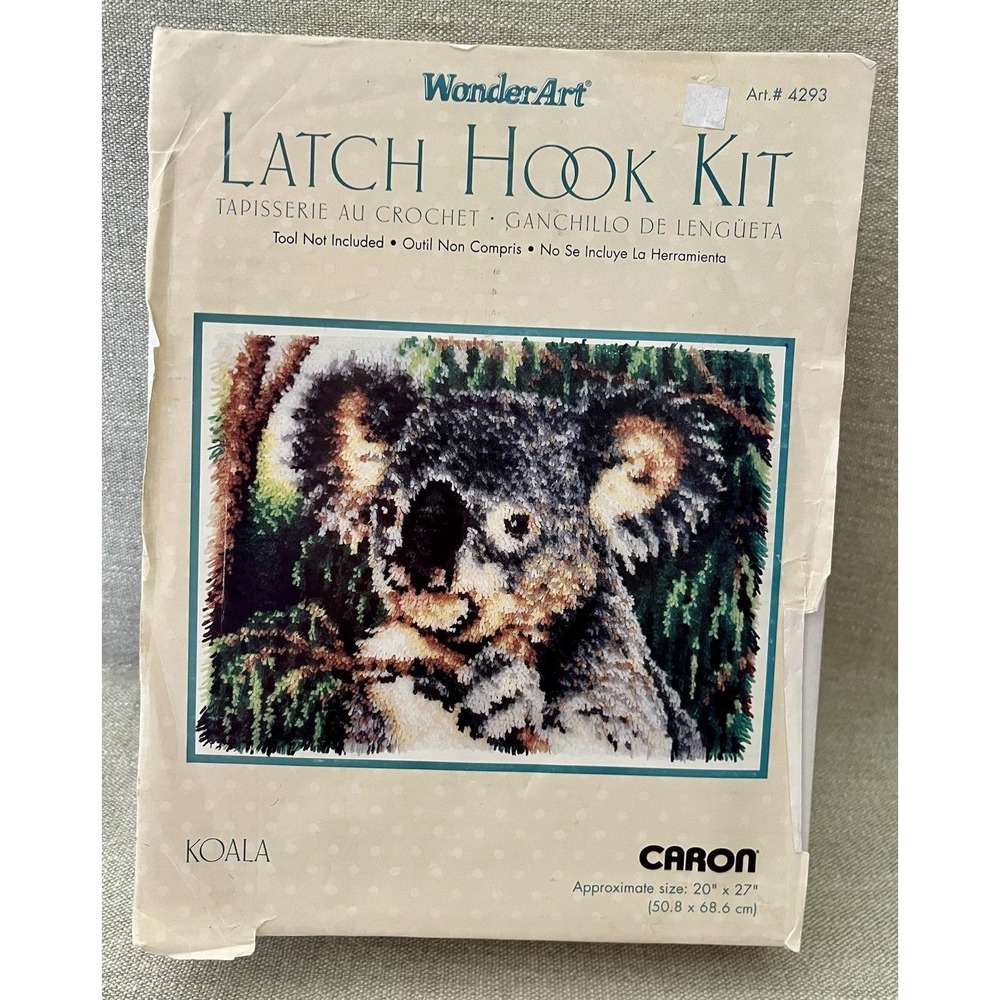 WonderArt Caron Latch Hook Kit Koala Bear 4293 Vintage Craft 20x27 Inch